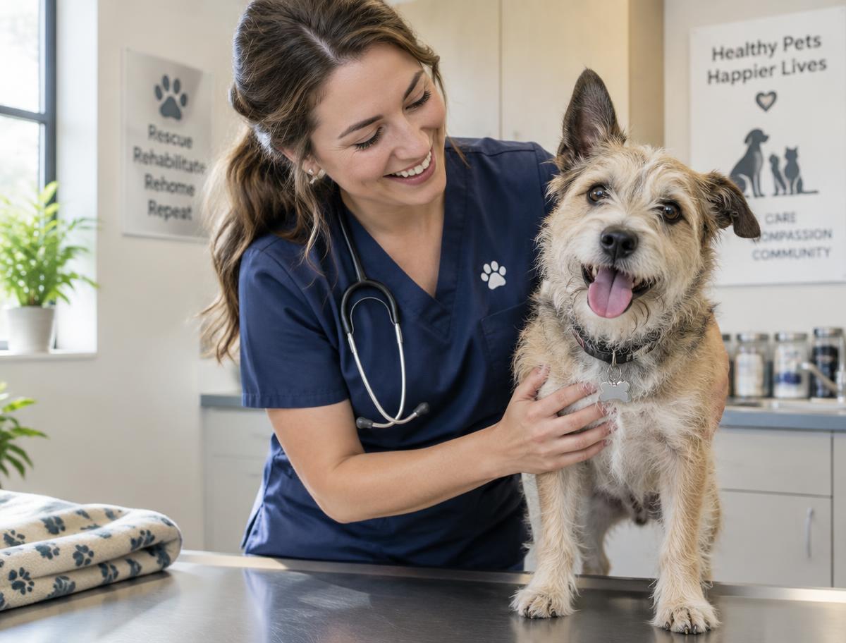 Dog at the spay/neuter clinic